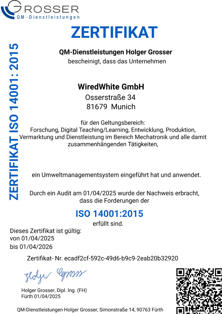 WiredWhite-GmbH - ISO 14001 Zertifikat